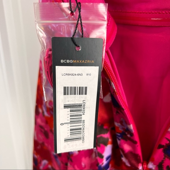NWT BCBGMaxAzria Pink Floral Begonia Bubble Hem Cocktail Dress Strapless Size 0 - Picture 12 of 16
